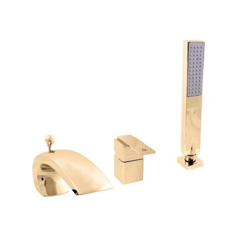 Mitigeur baignoire à cascade 3 trous LOIRA avec inverseur laiton doré (1/4)