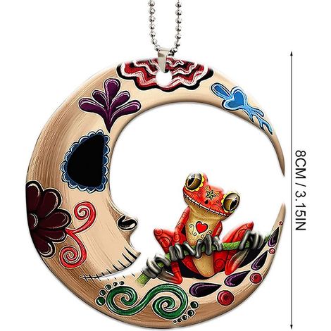 3er-Set Frosch-auf-Mond-Autoanhänger aus Acryl, Weihnachtsbaumschmuck, Weihnachtsdekoration, Geschenk (1/5)