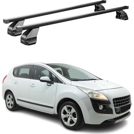 OMAC Dachträger Querträger Stahl für Peugeot 3008 I 2008-2016 – Abschließbar – City-Crash-getestet – DIN 75302:2019 – ISO/PAS 11154:2006 – Max. 75 kg Schwarz (1/5)