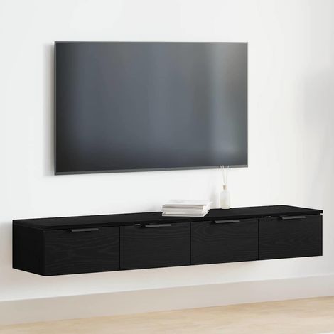 Wandmontierter Schrank 2 pcs Schwarz Eichen-Optik Holzwerkstoff