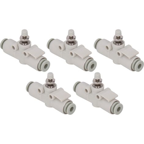 5Pcs Vanne d'étranglement droite PVC, raccord pneumatique de régulation pour tube diamètre 4mm, passage direct (1/5)