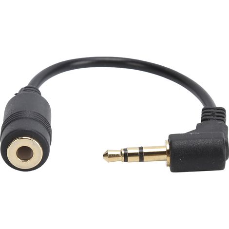 Câble d'extension audio 3,5mm mâle vers femelle à angle droit de 90 degrés pour casque - Noir (1/5)