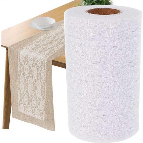 Chemin de table dentelle blanc 15cm x 22m rouleau pour décoration & loisirs créatifs
