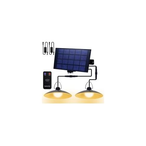 Crezuo Solar-Hängeleuchte für den Außenbereich mit Fernbedienung, IP65 wasserdicht, LED, mit 2 Leuchten
