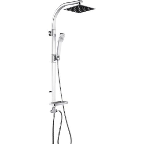 Yongqing – Colonne de douche thermostatique avec panneau – Douche à main ABS chromé 48 buses – Tuyau flexible 150 cm – Dimensions 20x47x106 cm