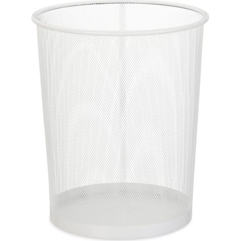 Papelera redonda elegante oficina salón 35 x 29,5 cm diseño decorativo de acero blanco 130008587 (1/4)