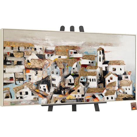 Gemälde Häuschen im Sonnenlicht Rahmen Beige 100x50 cm (1/5)