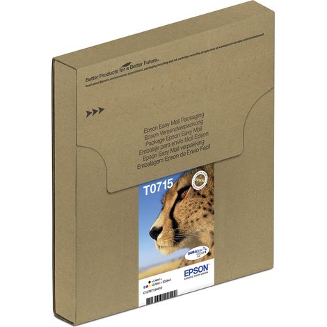 EPSON Multipack EasyMail T0715 - Guépard - Noir. Cyan. Jaune. Magenta (C13T07154511) (1/3)