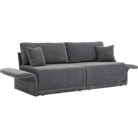 2-Sitzer-Schlafsofa, Samt-Cordoptik, Grau (1/5)