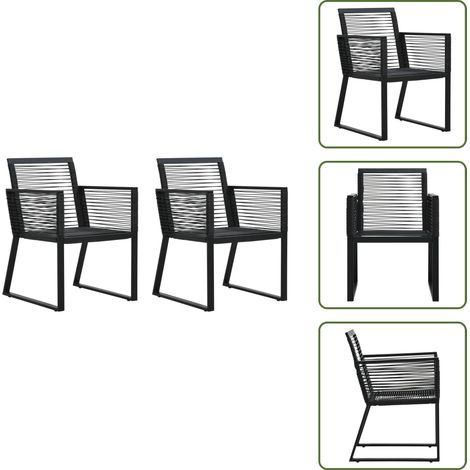 Chaises de jardin lot de 2 Noir Rotin PVC - Chaise De Jardin - Chaises D'extérieur - Mobilier De Jardin - Rotin Pvc - Chaise Design (1/5)