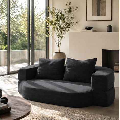 Divano Letto Pieghevole 3 in 1, Materasso da Pavimento Convertibile con Coperta, Memory Foam, Flanella Nera (1/5)