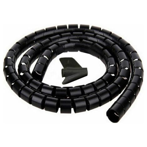 Cache Cable, 2m - ∅16mm, Noir, 2m Gaine Souple Electrique Cable Management pour Ranger ou Cacher les TV PC Câbles, Gestion des Câbles pour Maison et Bureau (1/5)