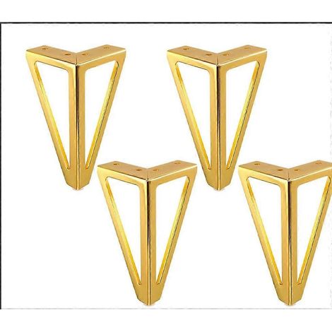 Lot de 4 pieds de meubles en métal plaqué or de 15 cm - pour le remplacement de pieds de meubles - pour table basse, meuble TV, tabourets, lit et autres tables (1/5)