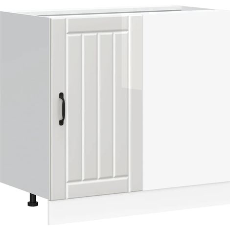 vidaXL Mobiletto da cucina "Lucca" Bianco lucido in legno (1/5)