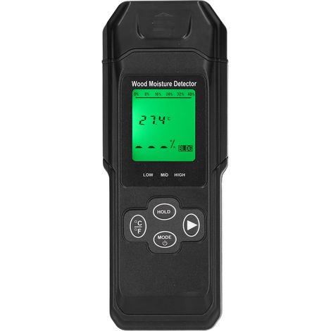 Holzfeuchtemessgerät für Baumaterialien mit LCD-Anzeige und Temperaturerfassung (1/5)