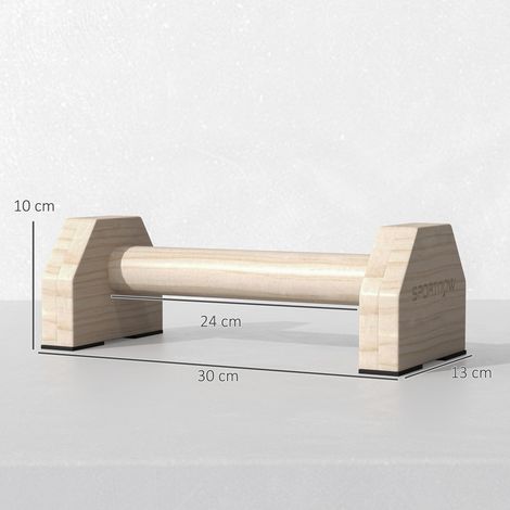 Barres de pompes (lot de 2), robustes et antidérapantes, supportant jusqu'à 120 kg, en bois de hêtre, 30 x 13 x 10 cm, finition naturelle (1/5)