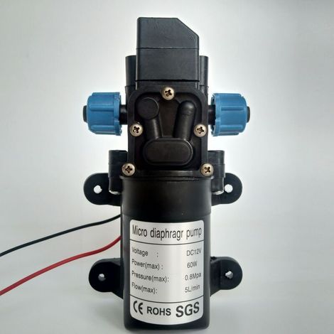 Bomba de agua autocebante de 2 piezas, 12 V, con manguera, para autocaravanas, de alta presión, 12 V, 115 psi, con patas de goma, 5 l/min. Para lavado. (1/4)