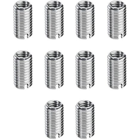 10 Pieces M8/M10 Threaded Insert, Self-Tapping Thread Insert, Screw Nuts M8 x 1.25 mm Female, M10 x 1.5 mm Male, 12 mm Long, Thread Repair Kit for Hardware Maintenance