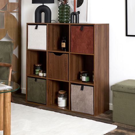 Etagère 9 niches 99x32x98 cm marron foncé - NOKI