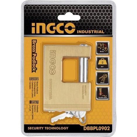 Lucchetto rettangolare ottone massiccio cilindro acciaio 3 chiavi sicurezza lunghezza 70 mm - confezione 1