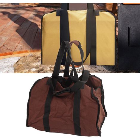 Sac à bûches grande capacité en toile robuste et résistante, idéal pour le camping, les pique-niques et les barbecues. (1/5)