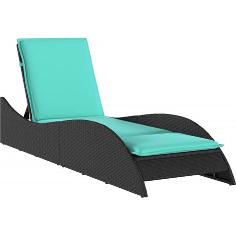 Chaise longue avec coussin Noir 60x205x73 cm Résine tressée CFW402786 (1/5)