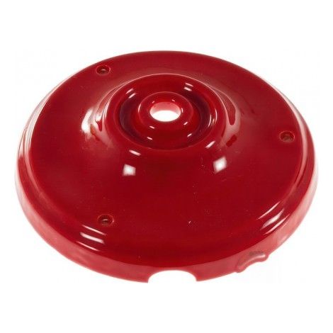 Rosace Plafond Porcelaine Rouge Vintage : Fixation unique avec Passage de Câble - Alliant Esthétique et Fonctionnalité