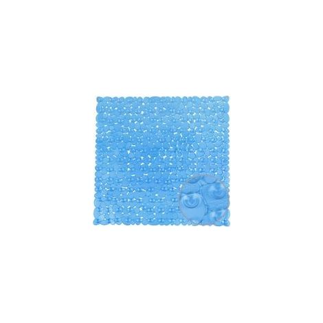(Bleu, 54x54 cm) Tapis de Douche Carré en PVC, Tapis en Plastique Antidérapant, Tapis de Bain avec 182 Ventouses