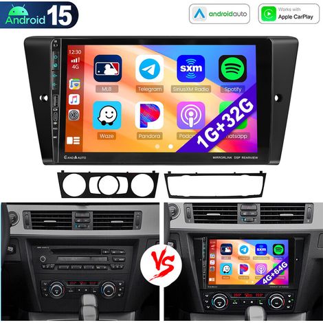 Autoradio Android 15 pour BMW E90 E91 E92 (2005-2012) avec CarPlay, RDS, GPS, Wi-Fi et Bluetooth 4.1 - 1+32G (1/5)