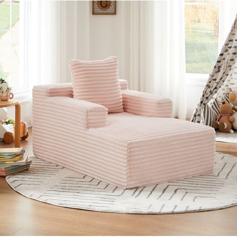 Chaise longue/sillón reclinable y sofá ocasional, no requiere montaje, acolchado cómodo, pana rosa (1/5)