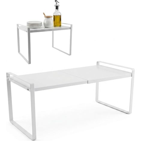 2 Étagères Extensibles pour Placard, 35-65 x 27 x 25 cm, Blanc (1/5)