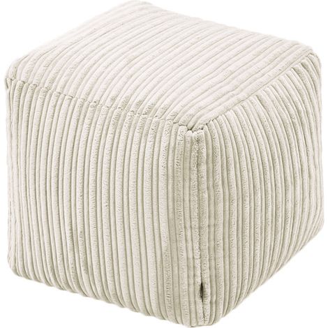 Loft 25 - Repose-pieds pouf pour salon, pouf en corde géante douce avec remplissage de perles EPS, pouf carré d'intérieur, repose-pieds de jeu pour adultes et enfants - Vison (1/5)