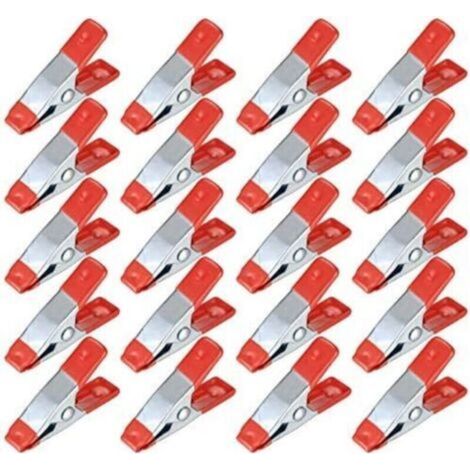 20 Pièces Pinces à Ressort Métal, Modélisme Pince à épiler, Metal Spring Clamps, Pinces à Linge Grip Holder pour Bâche, Camping, Tarpaulin, Travail Bois, Outil de Modélisation - 2 Pouces
