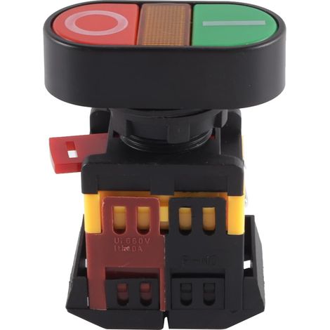 Interrupteur à bouton-poussoir double, NO+NF, momentané, 220 V, marche/arrêt, avec voyant lumineux, pour machine de découpe, perceuse d'établi, machines textiles (1/5)