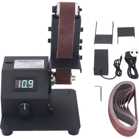 Ponceuse à bande numérique avec écran digital, outil de polissage et meulage électrique 110‑240V prise UE, ponceuse abrasive à bande (1/5)