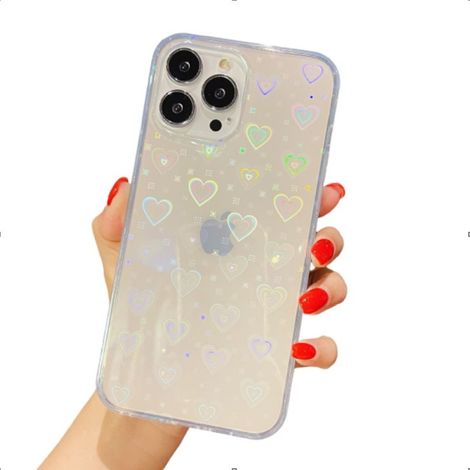 1 Coque silicone, motif cœur pailleté, fine résistante, compatible recharge sans fil, pour iPhone 13 filles femmes