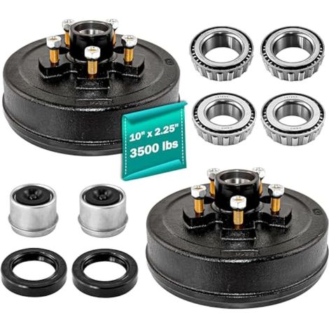 Kit de tambour de frein de remorque 25,4 x 6,3 cm 5 sur 4,5 avec 5 boulons 1/2"-20 L68149/L44649 - Kit de tambour de moyeu de remorque robuste pour 1587,6 kg, 008-247-05, 84546, 220011 K (1/5)
