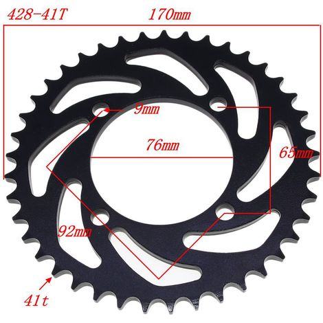 Fourniture de pièces de transmission pour modification de motos 428-41T, pignons de chaîne de diamètre intérieur 76 mm pour véhicules tout-terrain (1/5)