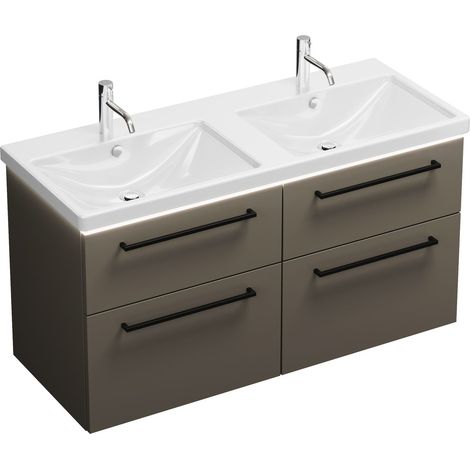 Vasque en céramique Burg Eqio + vasque en mélamine 665 x 1230 x 490 mm gris brillant GR0234