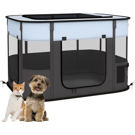 Faltbare Hundebox mit Aufbewahrungstasche für drinnen und draußen – Grau (1/5)