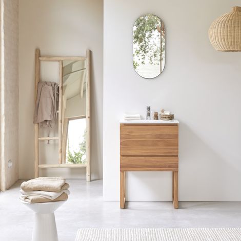 Tikamoon Edgar Meuble Salle De Bain en teck H 88 cm × L 60 cm × P 45 cm (1/4)