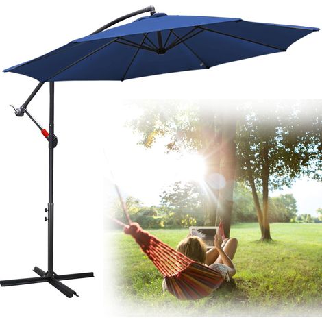 SWANEW Ombrellone da 3.5 m UV40 + funzione di inclinazione ombrellone da giardino ombrellone da giardino. blu (1/5)