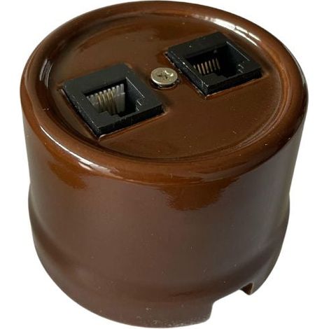 Presa RJ11-RJ45 in saillie in porcellana bruna