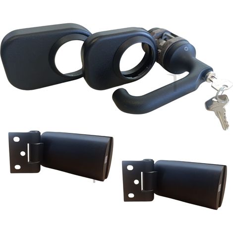 Kit per porta in vetro maniglia e cerniere nero opaco (1/5)