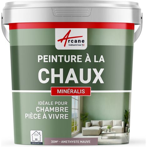 Peinture chaux, naturelle : peinture sans émanation, mineralis - 30 m² (5 kg en 1 couche) Améthyste Mauve - ARCANE INDUSTRIES