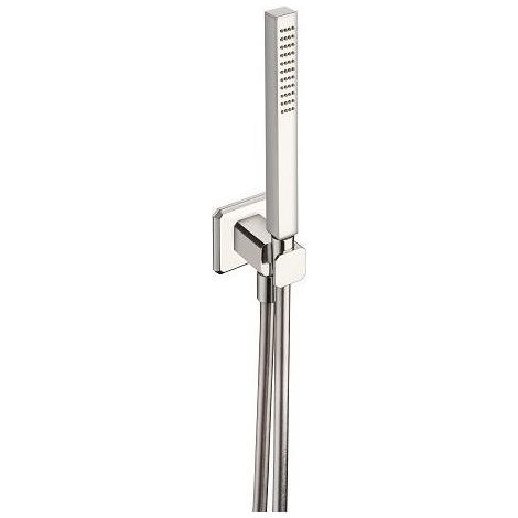 ENSEMBLE APPLIQUE PRISE D'EAU DOUCHETTE FLEXIBLE CARRE CHROME NOIR - CRISTINA ONDYNA PD62272