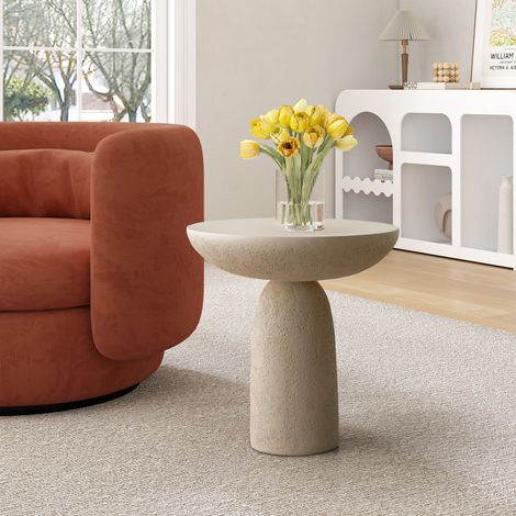Modern Wabi-Sabi Textured Round Side Table - Versatile Accent Furniture for Bathroom & Living Room (1/5)