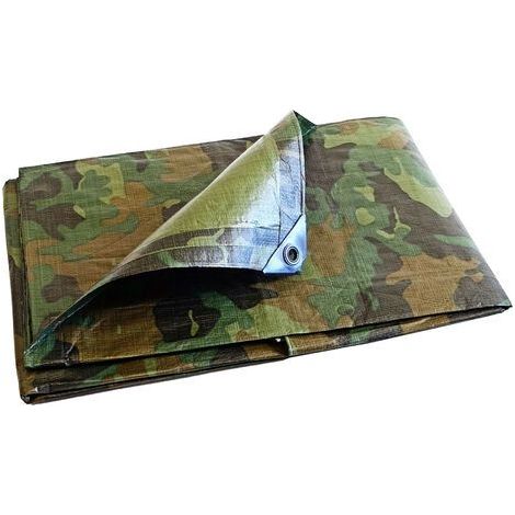 TECPLAST Bâche de Chantier 1,8x3 m CM150CH - Camouflage - Haute Qualité - Bâche de protection imperméable pour Travaux (1/5)