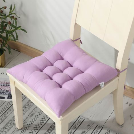 Cojines para silla de oficina, cojines de asiento, juego de cojines con lazos, gruesos, suaves, cuadrados, para silla de comedor - 40 x 40 cm - Cojines para muebles, morado