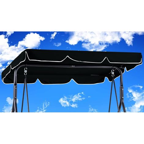 Toit de Rechange pour Balancelle de Jardin210 x145cm Imperméables,Balançoire de Jardin Auvent Pivotant Coupe Vent,Toile de Rechange pour Balancelle Jardin Exterieur,Tissu en Polyester (210145cm,Noir) (1/5)